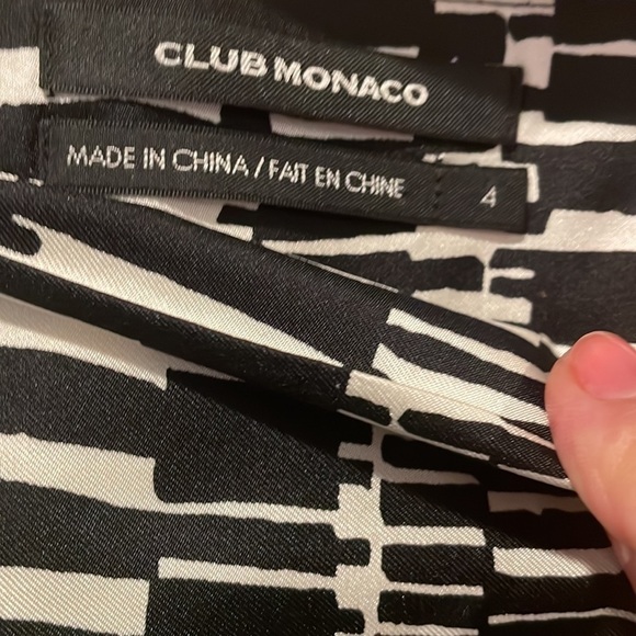 Club Monaco Silk  Black And White  Skirt - Picture 6 of 10